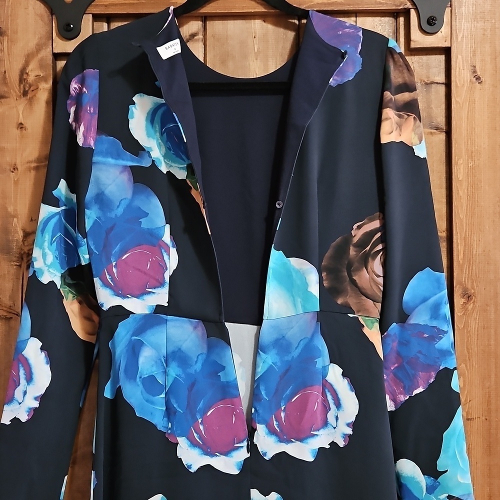 Babaton Floral Open Back Midi Dress Long Sleeve Size 0 - Picture 7 of 16